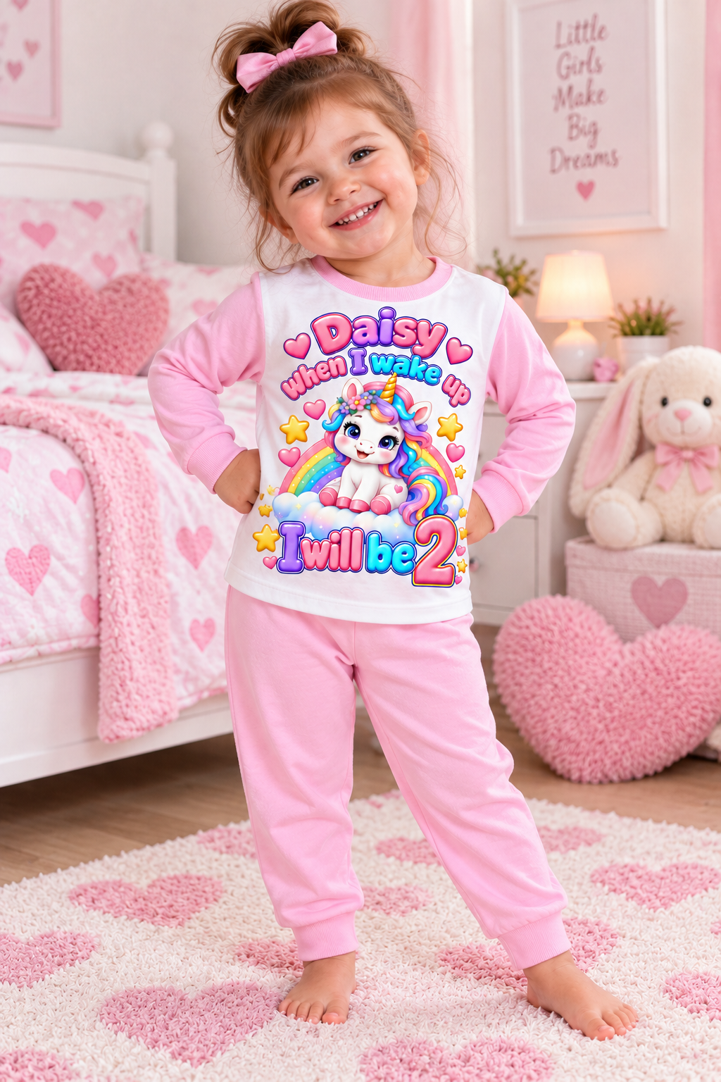 Personalised Girls Birthday Unicorn Pyjamas – When I Wake Up I Will Be 2–7