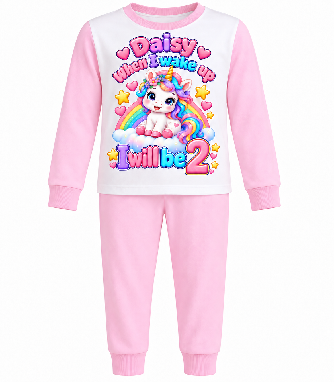 Personalised Girls Birthday Unicorn Pyjamas – When I Wake Up I Will Be 2–7