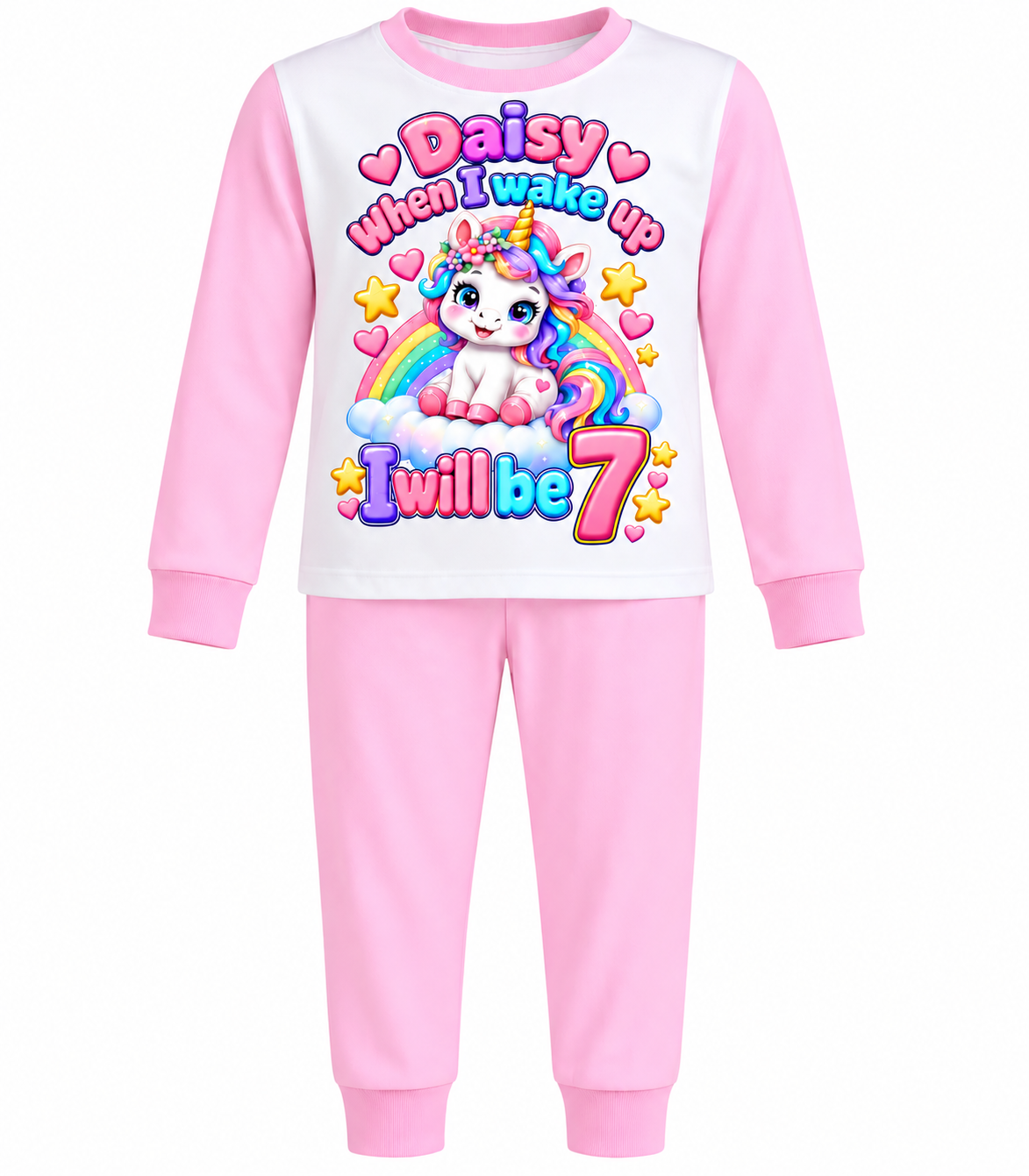 Personalised Girls Birthday Unicorn Pyjamas – When I Wake Up I Will Be 2–7